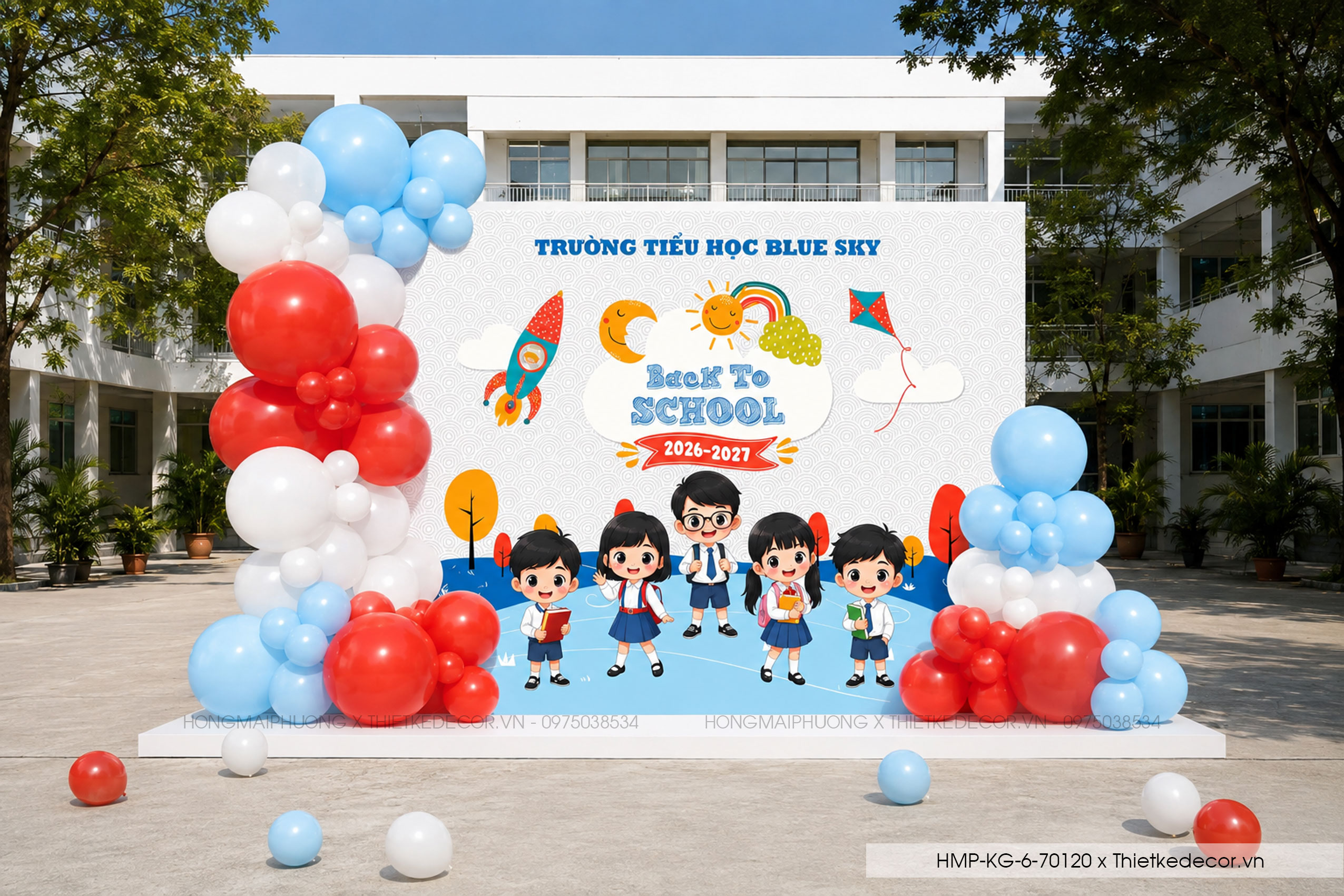 File thiết kế trang trí decor background mừng lễ khai giảng chào mừng năm học mới tone vàng chụp ảnh check in cho trường cấp 1 cấp 2, cổng chào lễ khai giảng trường quốc tế.